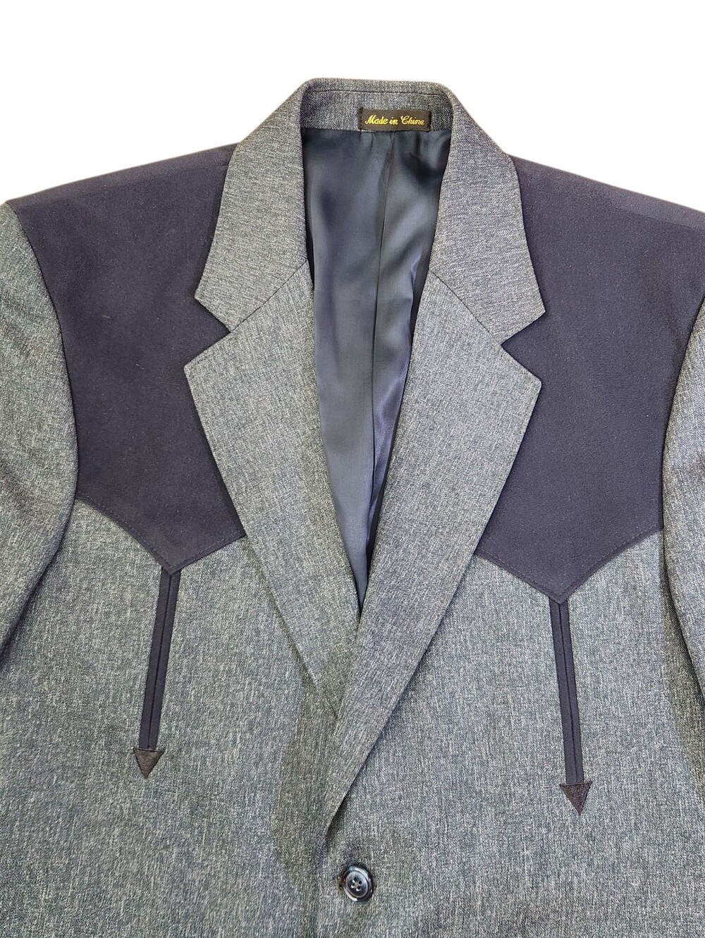 Vintage Circle S of Dallas Western Blazer Steel Blue Suede Yoke Cowboy Mens 42R